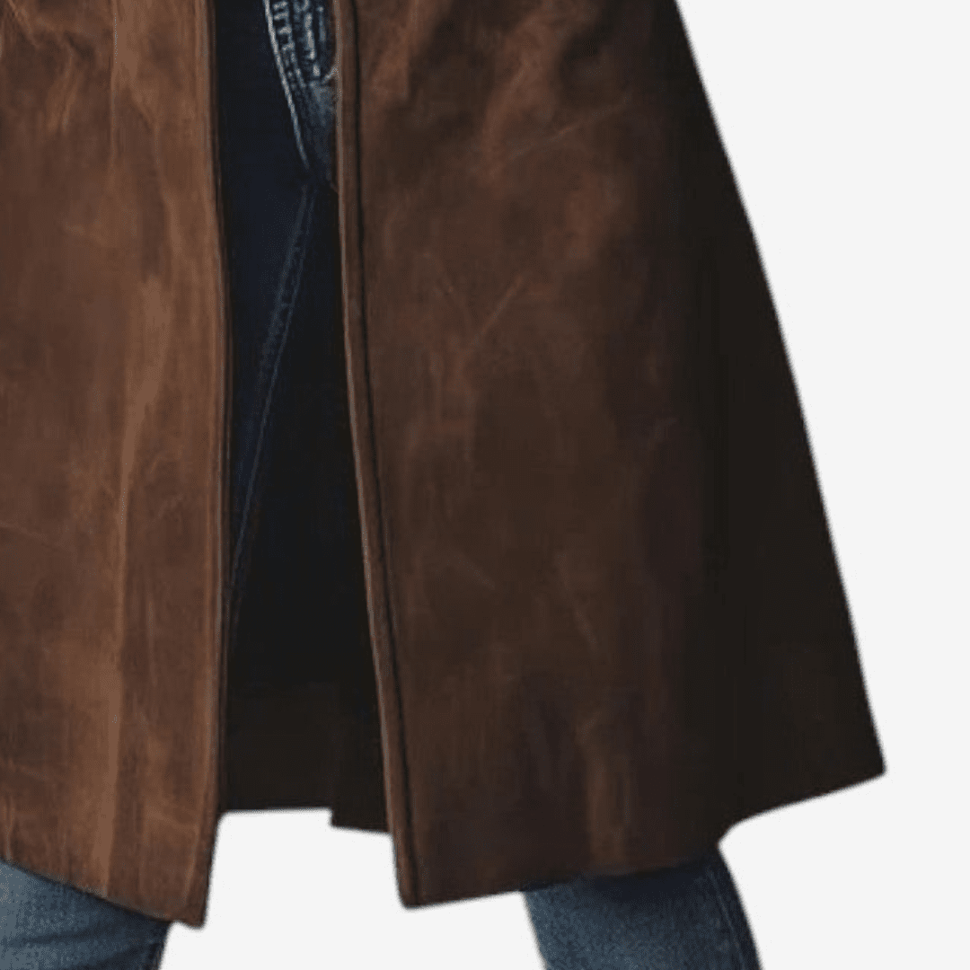 Agjie | Luxe suède lange trenchcoat voor dames - Bellanza