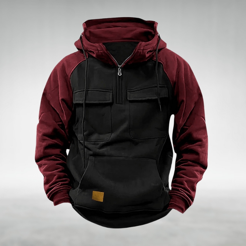 Alex | Casual Half - zip Hoodie met Praktische Zakken - Bellanza