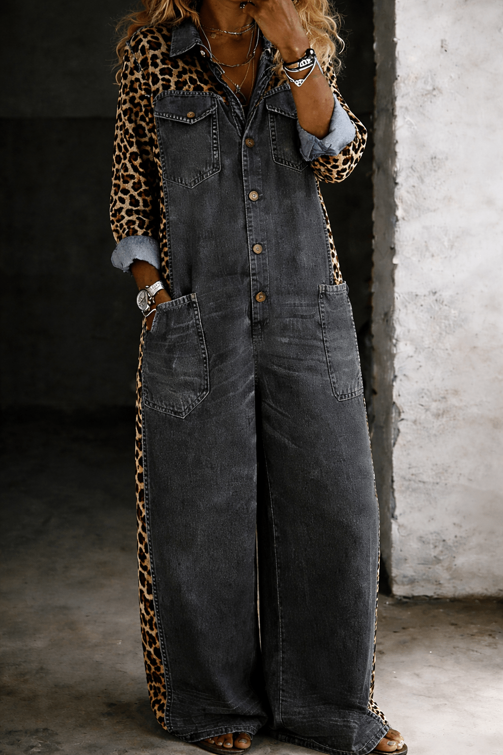 Amanda | Denim jumpsuit met lange mouwen - Bellanza