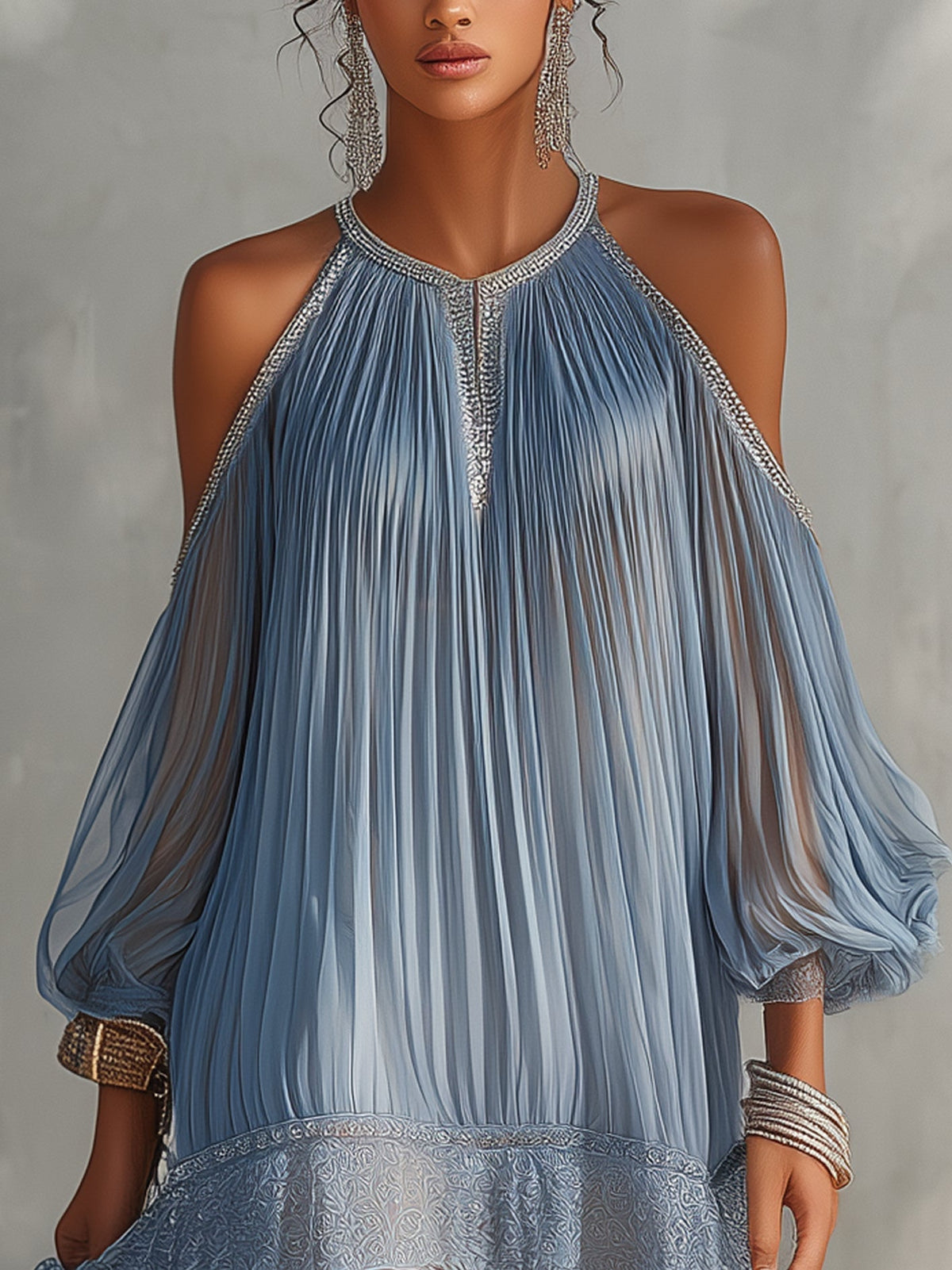 Aria™ | Off-Shoulder Rimpel Mini Jurk met Kant Zoom - Bellanza