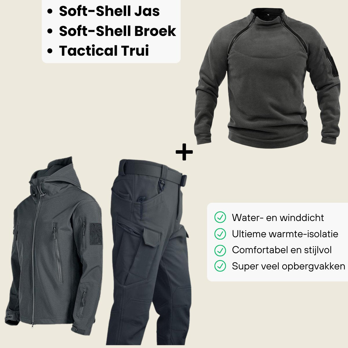 Aspire™ | Tactisch Wind/Waterdicht Pak + Fleece Trui - bellanza