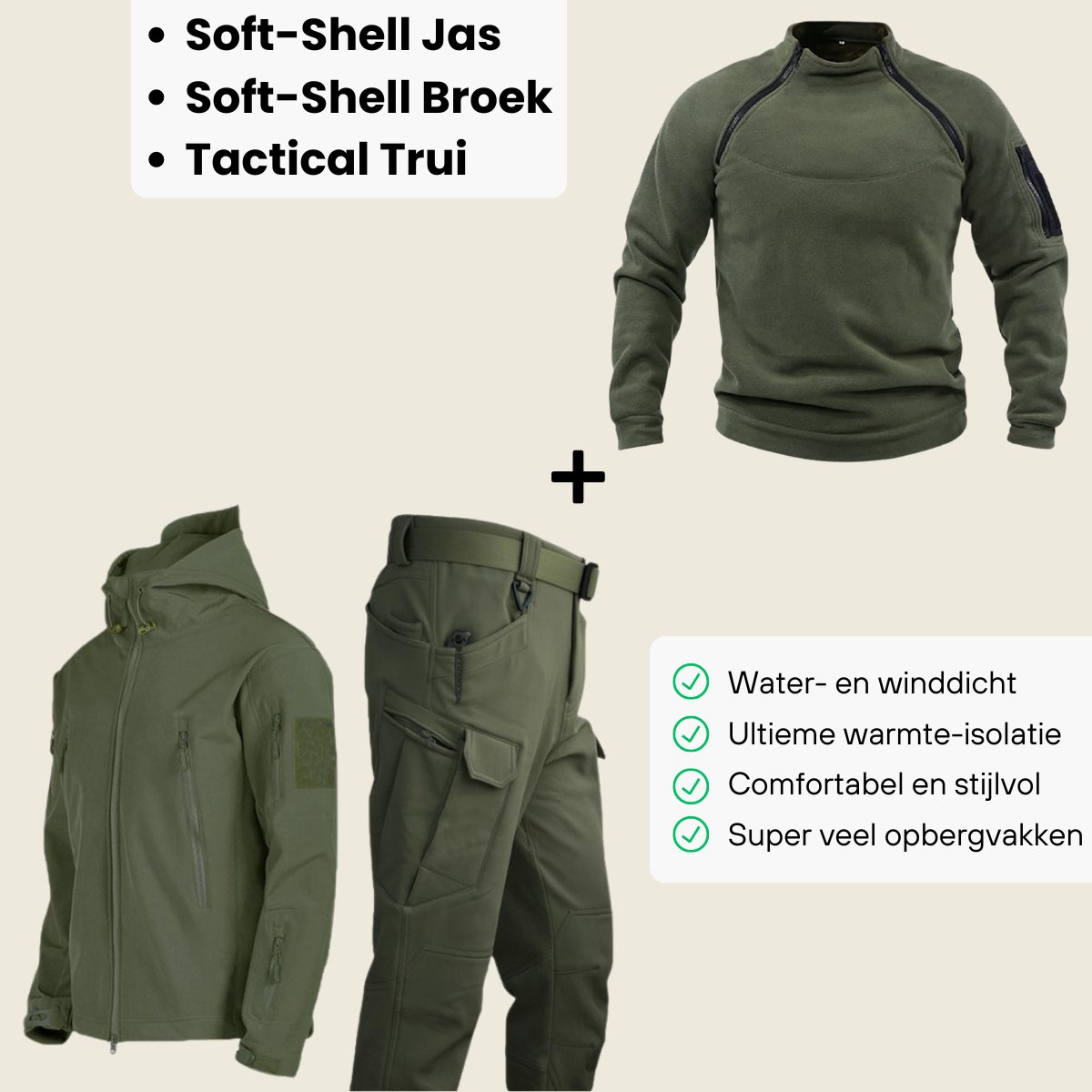 Aspire™ | Tactisch Wind/Waterdicht Pak + Fleece Trui - bellanza