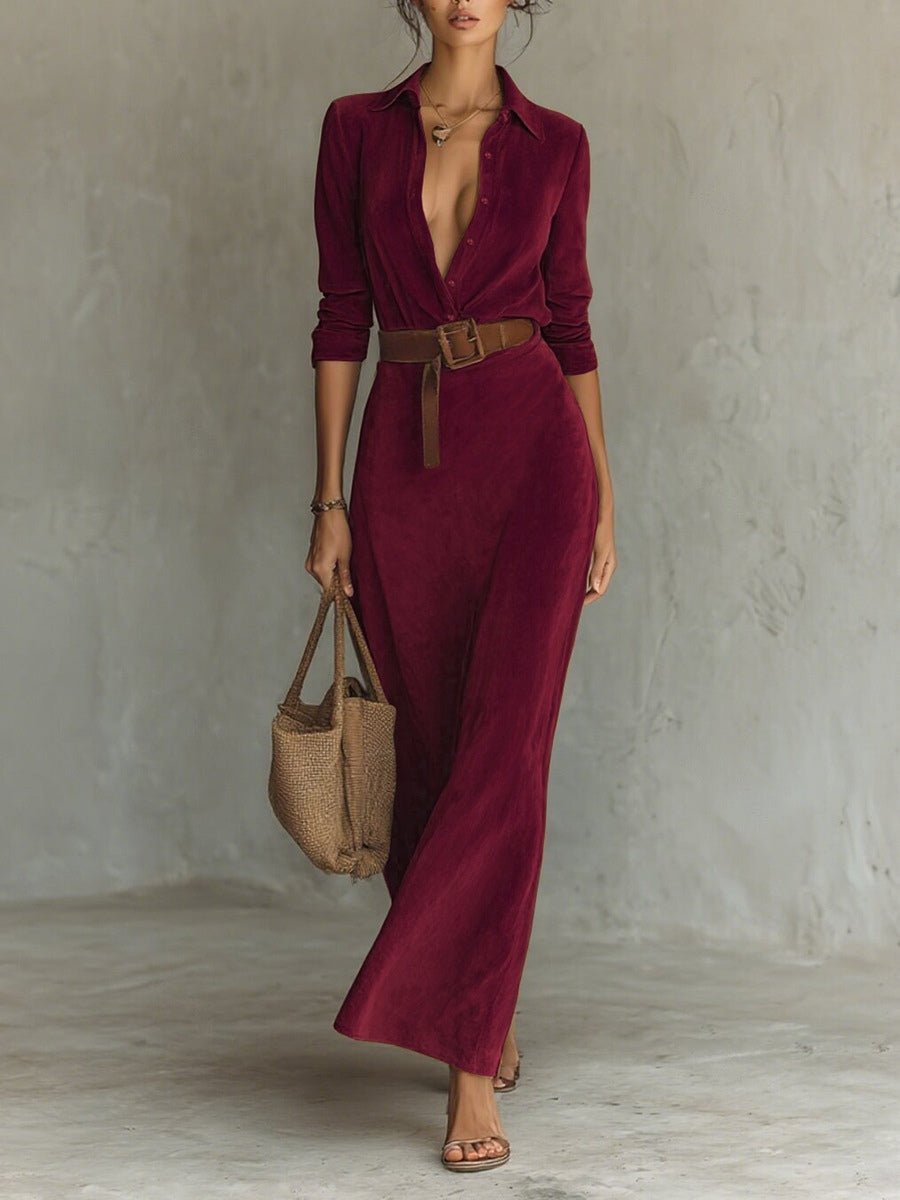 Aurelia™ - Suède jurk met riem - Bellanza