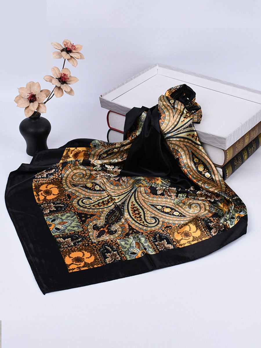 Vintage Bohemian Paisley Print Satijnen Vierkante Sjaal