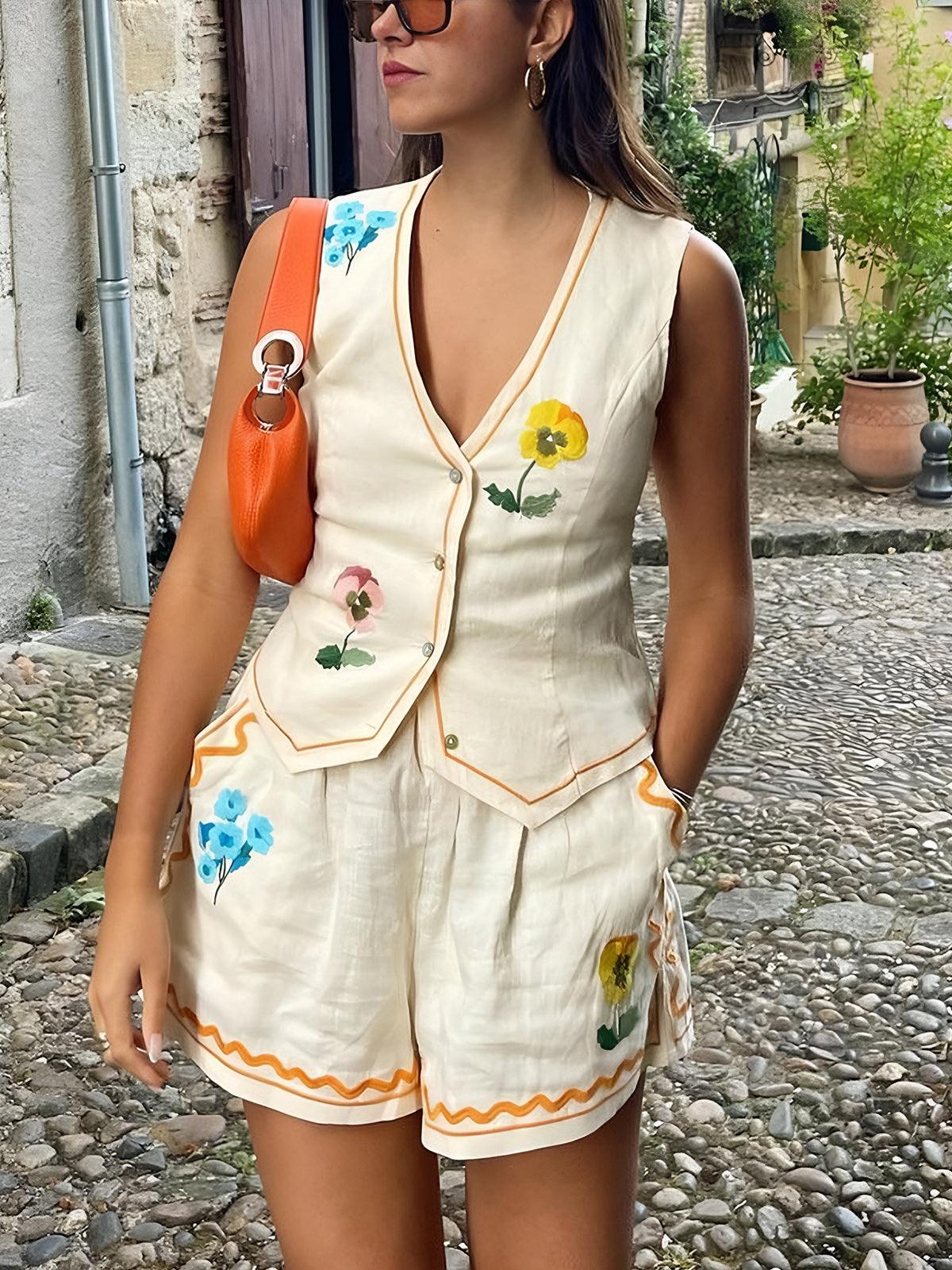 Bloemenprint Tank Shorts Set - bellanza