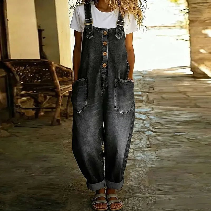 Carmen | Vintage denim jumpsuit met verstelbare schouderbanden - Bellanza