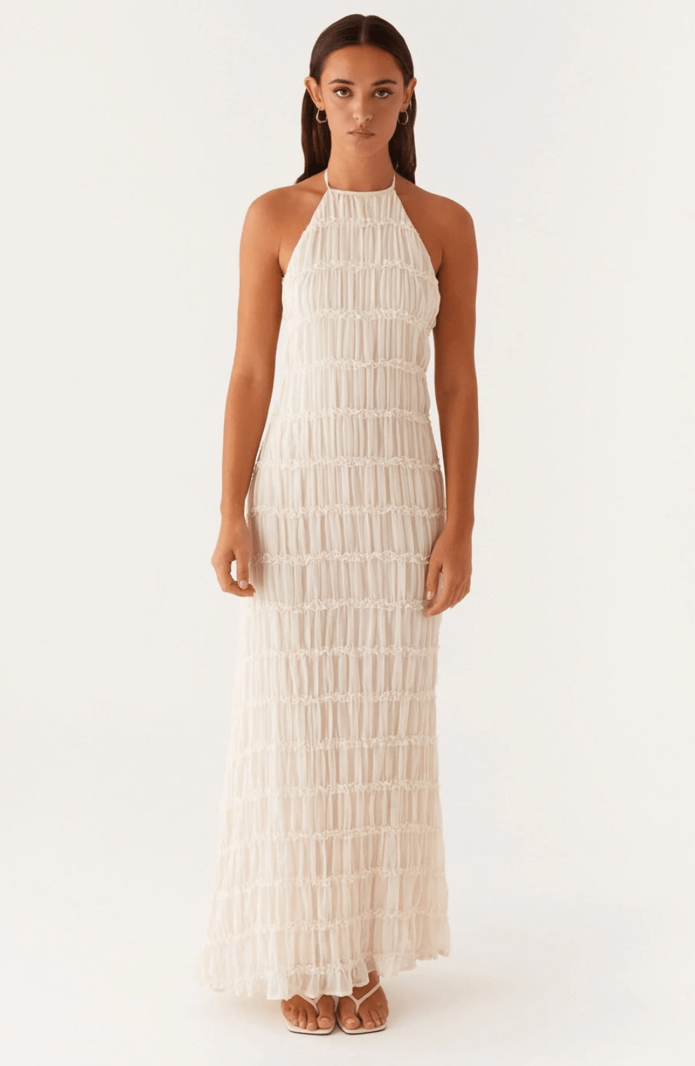 Caroline | Getextureerde Haltermaxi - jurk - bellanza