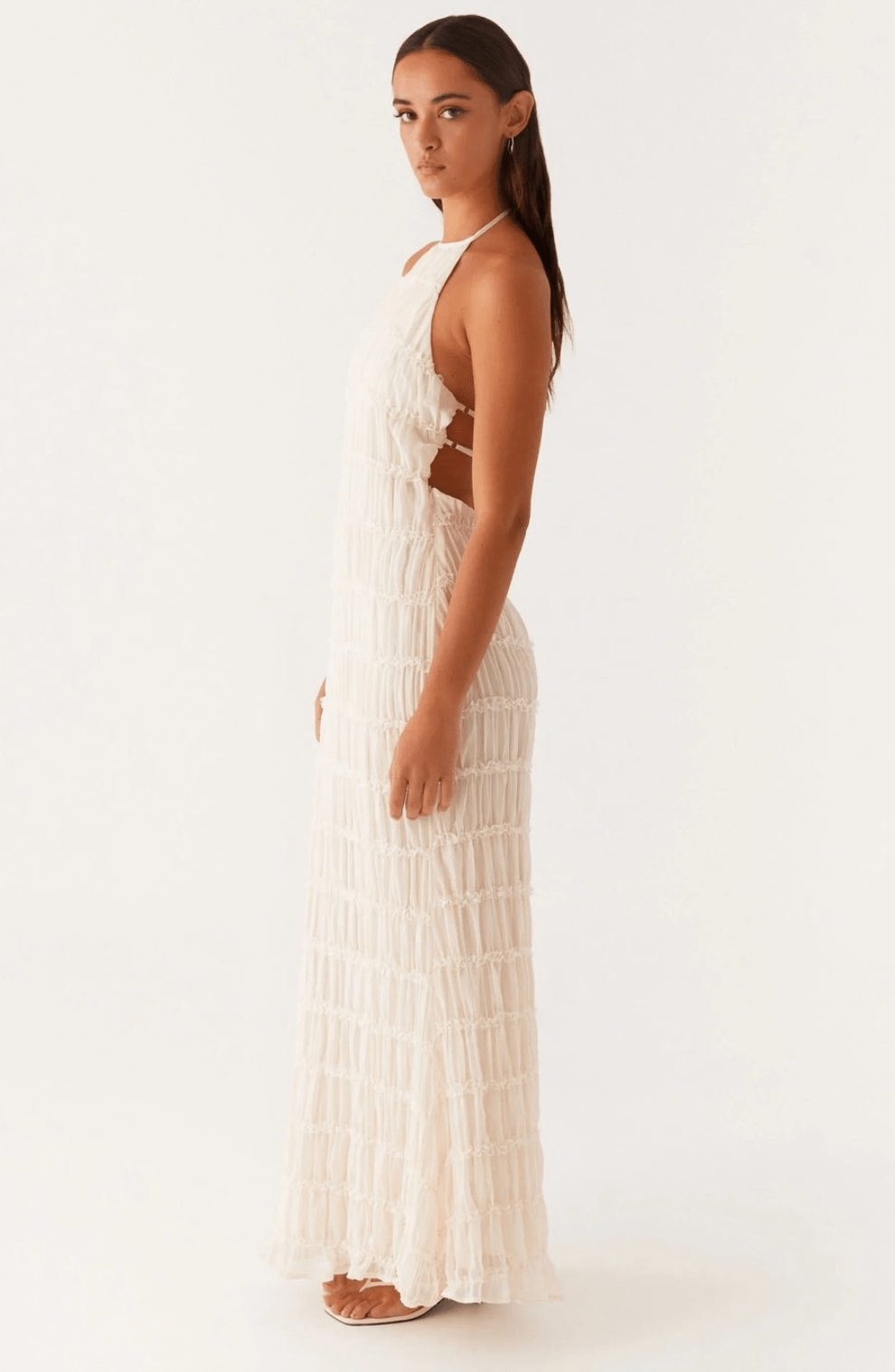 Caroline | Getextureerde Haltermaxi - jurk - bellanza