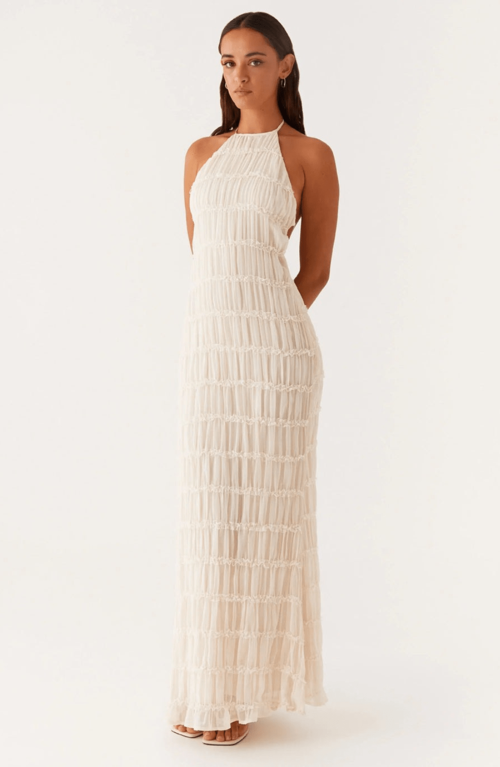 Caroline | Getextureerde Haltermaxi - jurk - bellanza
