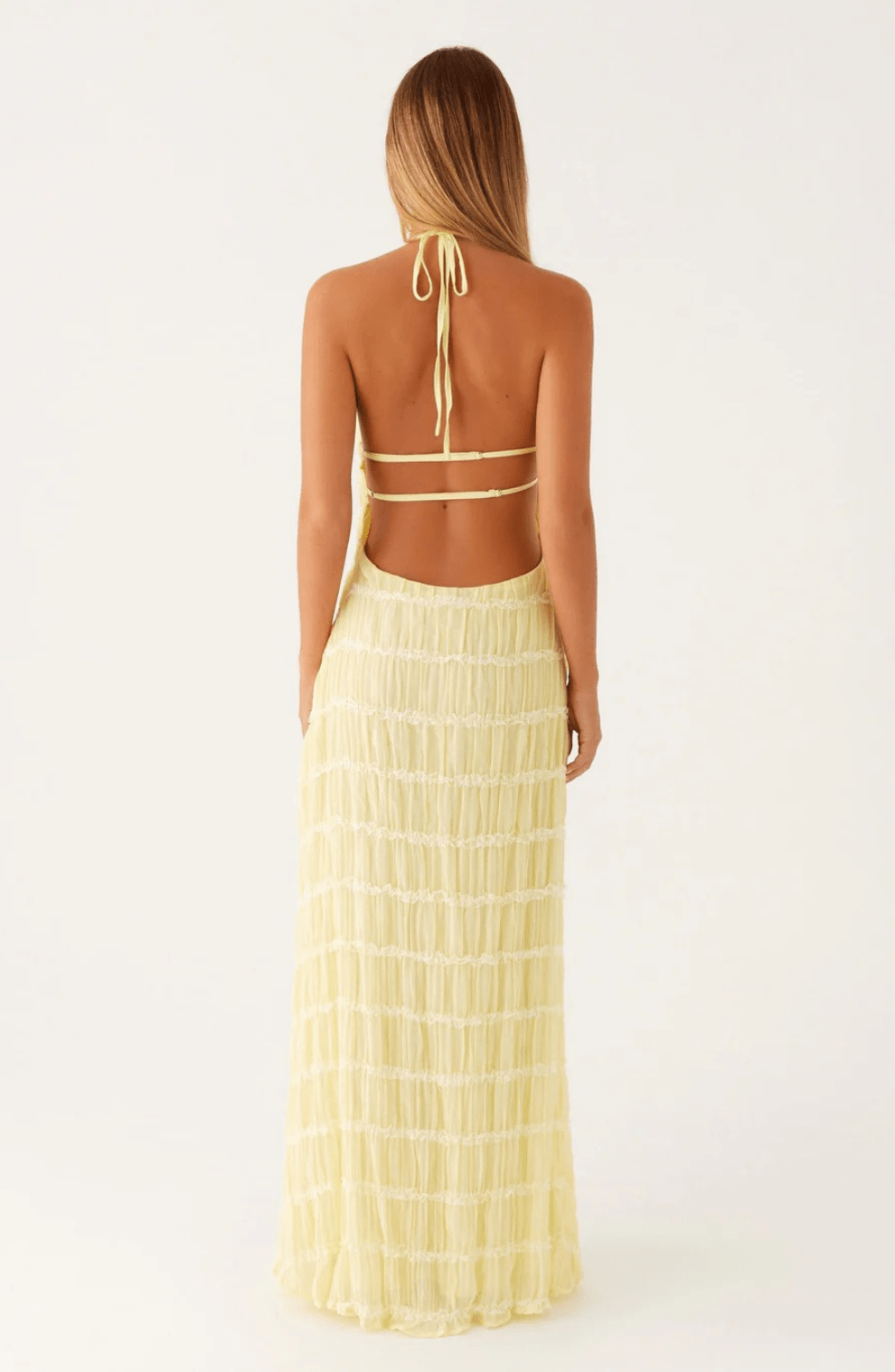Caroline | Getextureerde Haltermaxi - jurk - bellanza