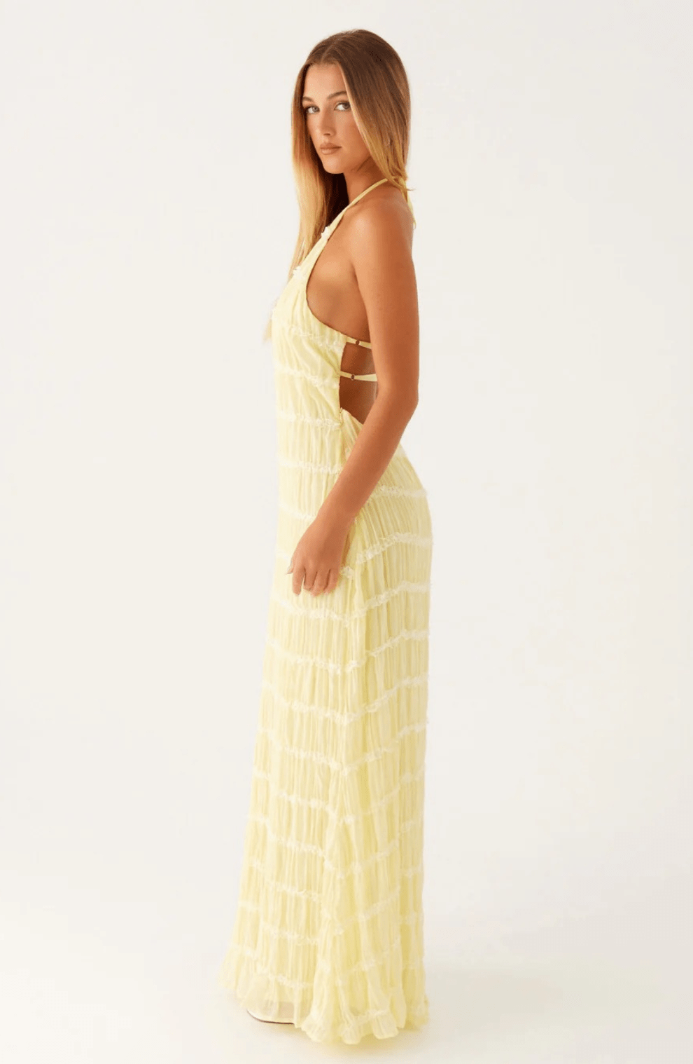 Caroline | Getextureerde Haltermaxi - jurk - bellanza