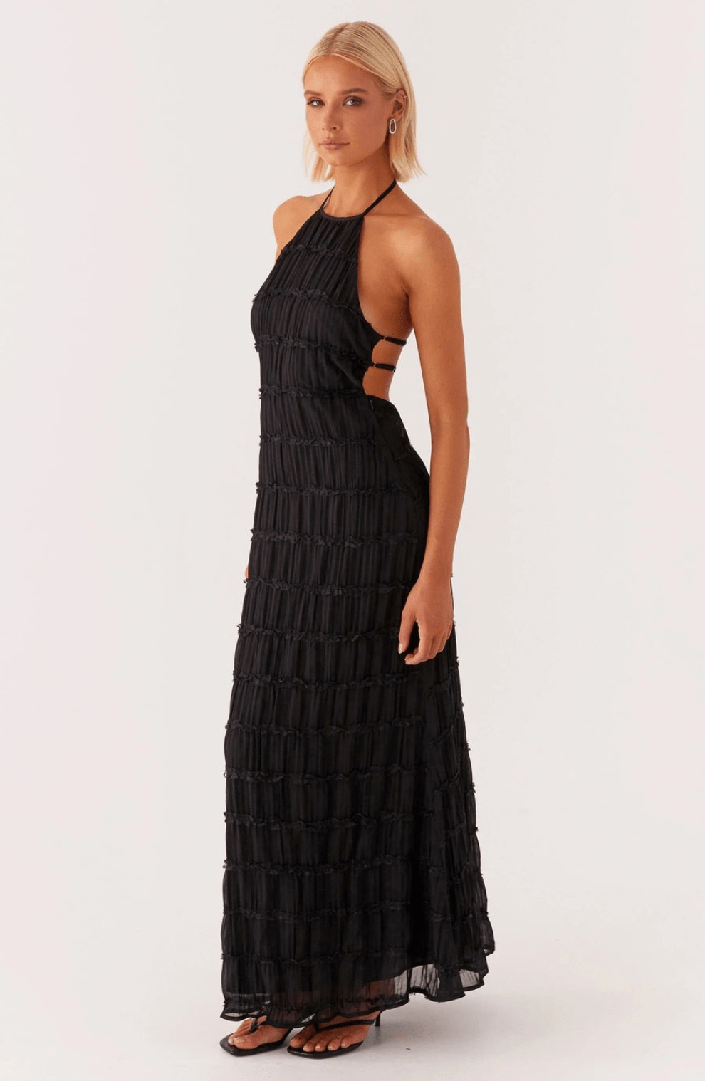 Caroline | Getextureerde Haltermaxi - jurk - bellanza