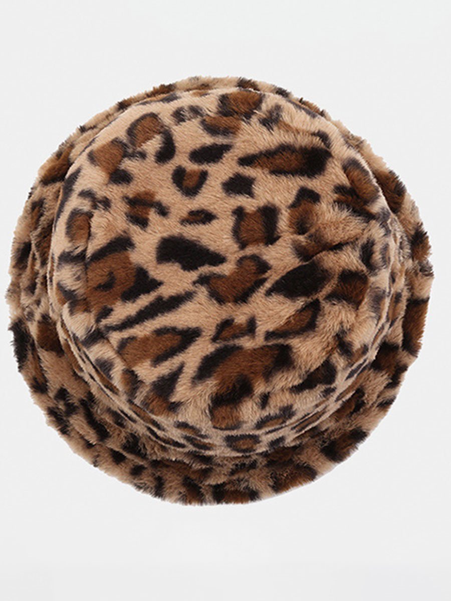 Casual Fashion Luipaard Faux Bont Warme Bucket Hat - Bellanza