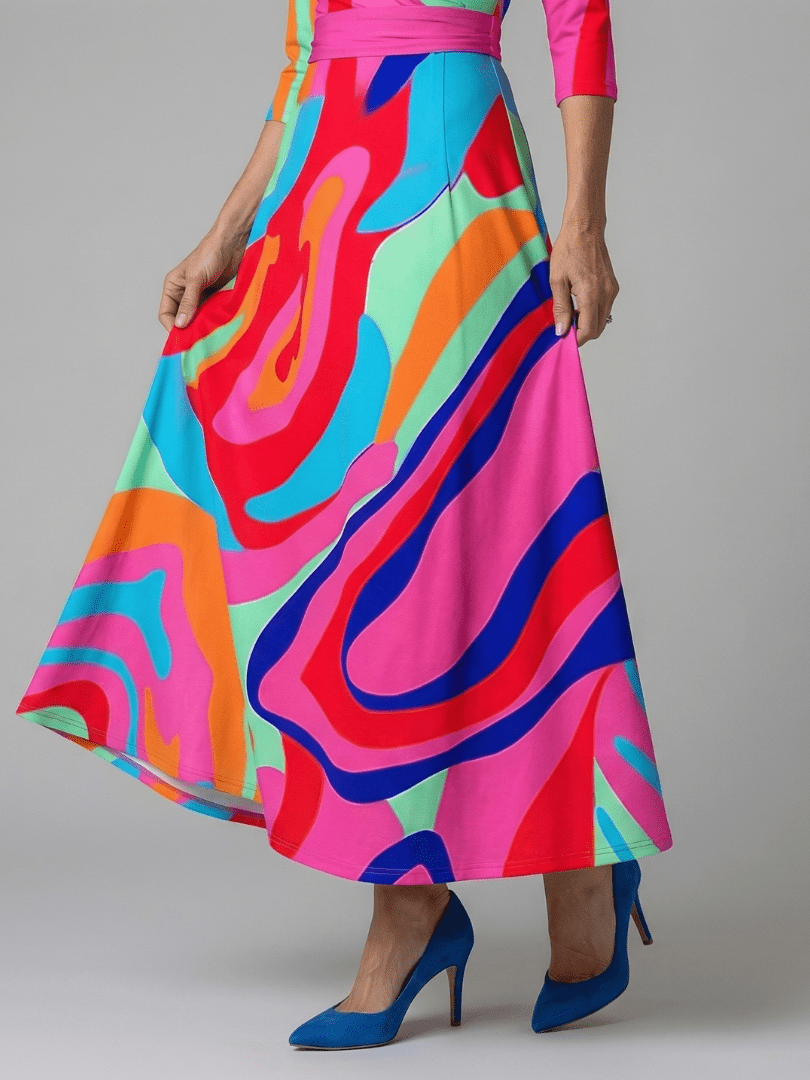 Celine | Midi Jurk met Knoop en Col - Bellanza