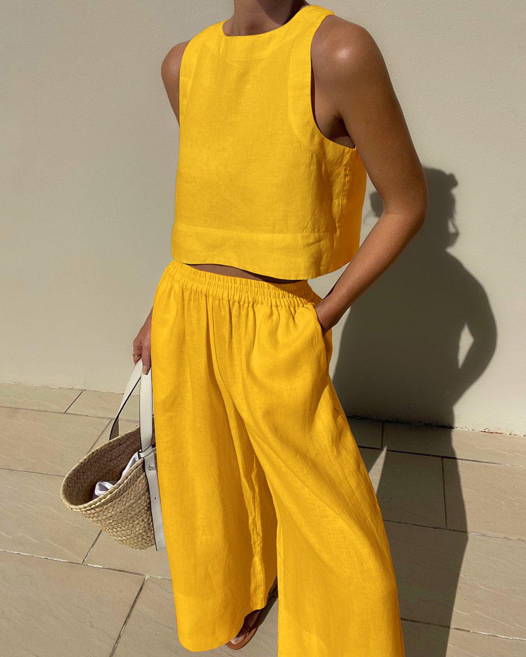 Chic Effen Kleur Mouwloos 2 - delig Set - bellanza