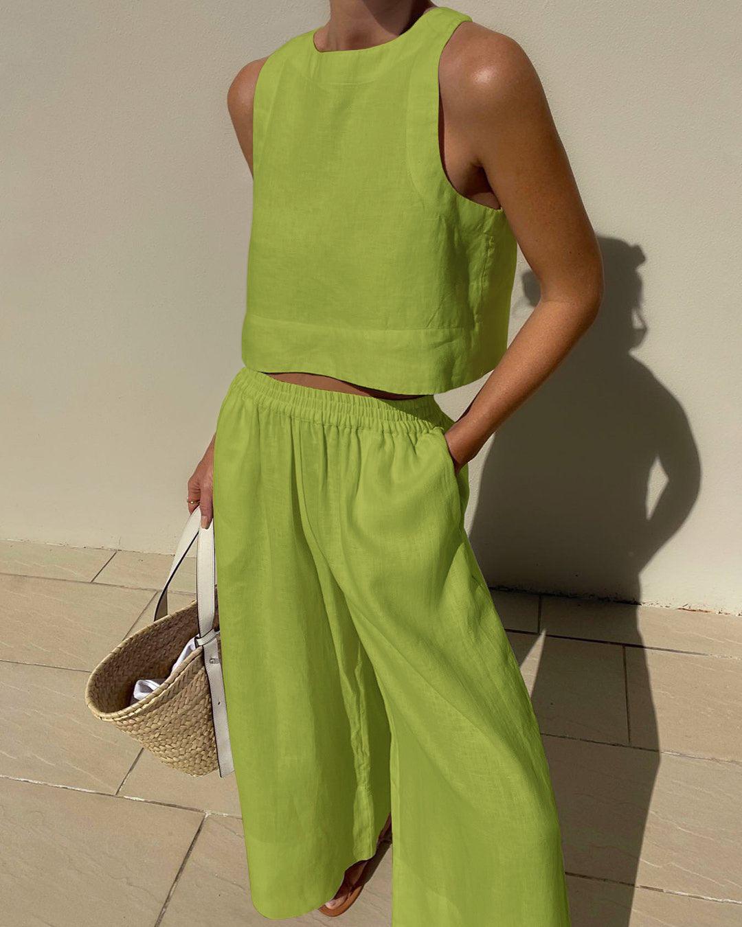 Chic Effen Kleur Mouwloos 2 - delig Set - bellanza