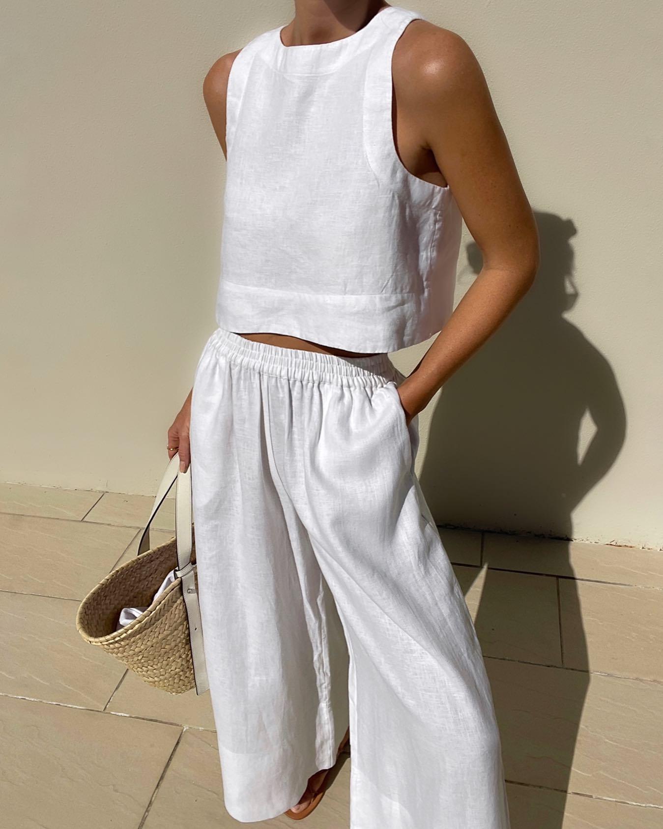 Chic Effen Kleur Mouwloos 2 - delig Set - bellanza