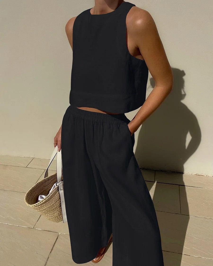 Chic Effen Kleur Mouwloos 2 - delig Set - bellanza