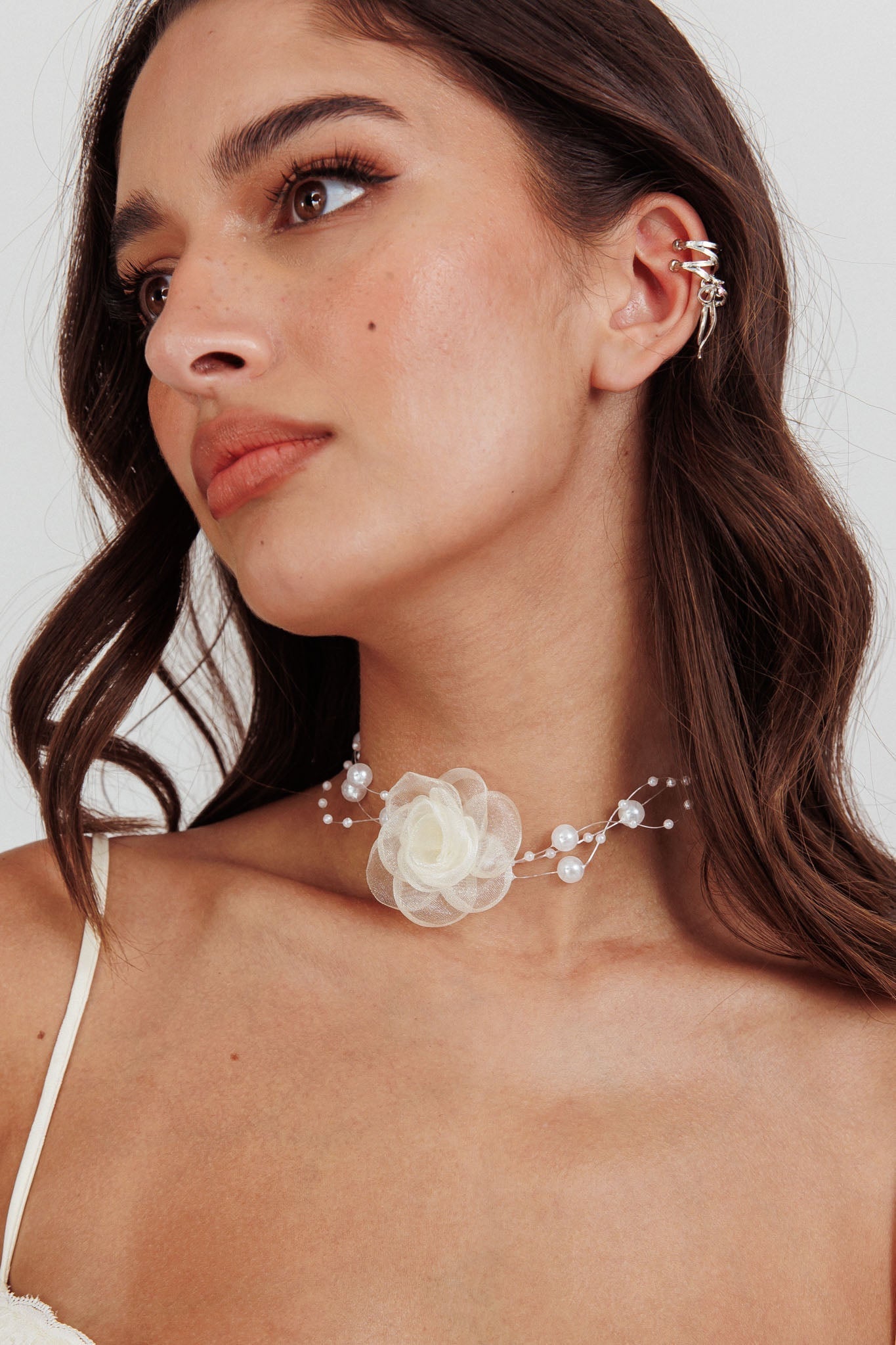 Choker Collier en Chiffon Roze Magic Moments Parels - Bellanza