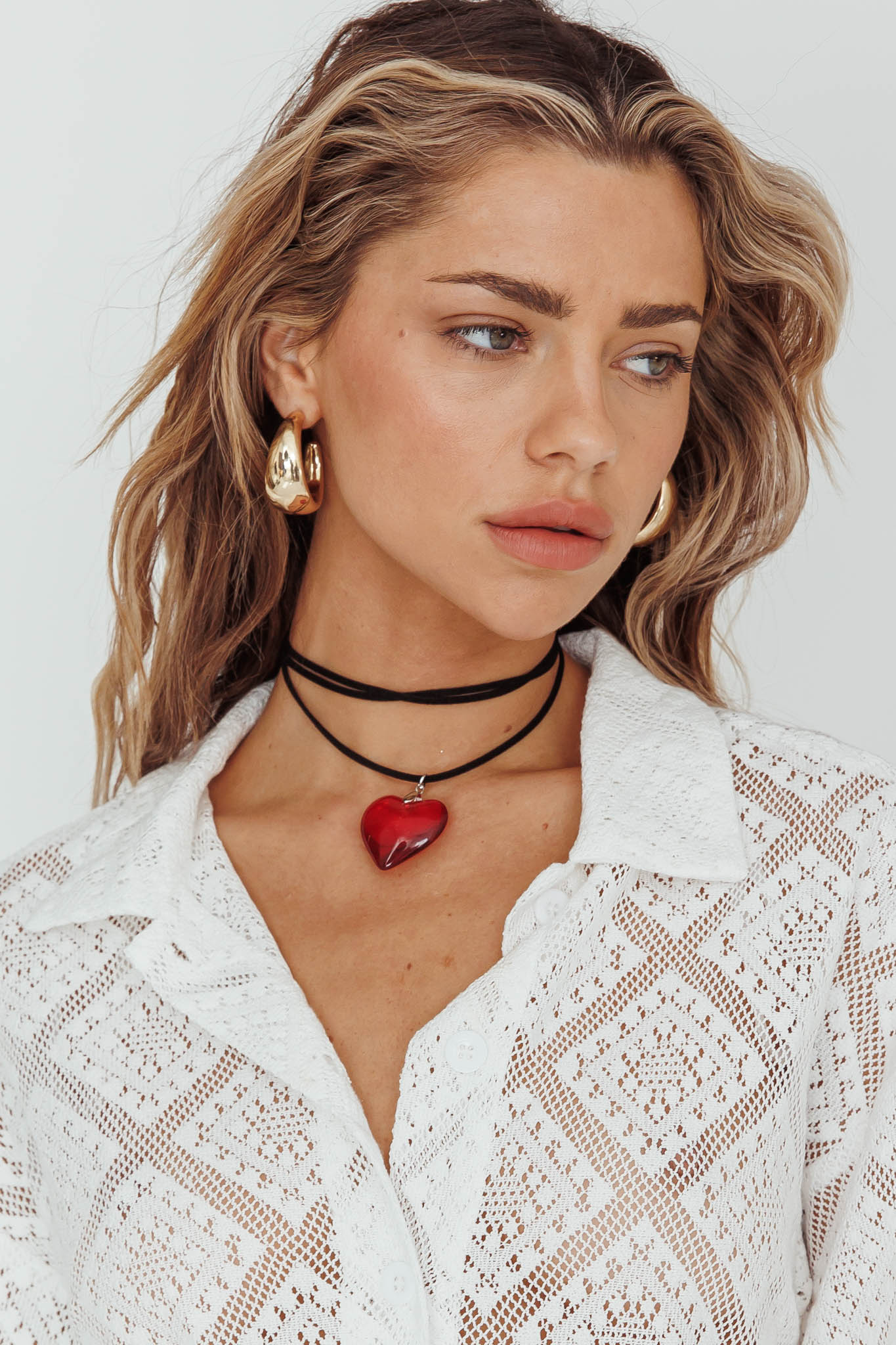 Choker Kraag Hart van Geliefden Rood - Bellanza