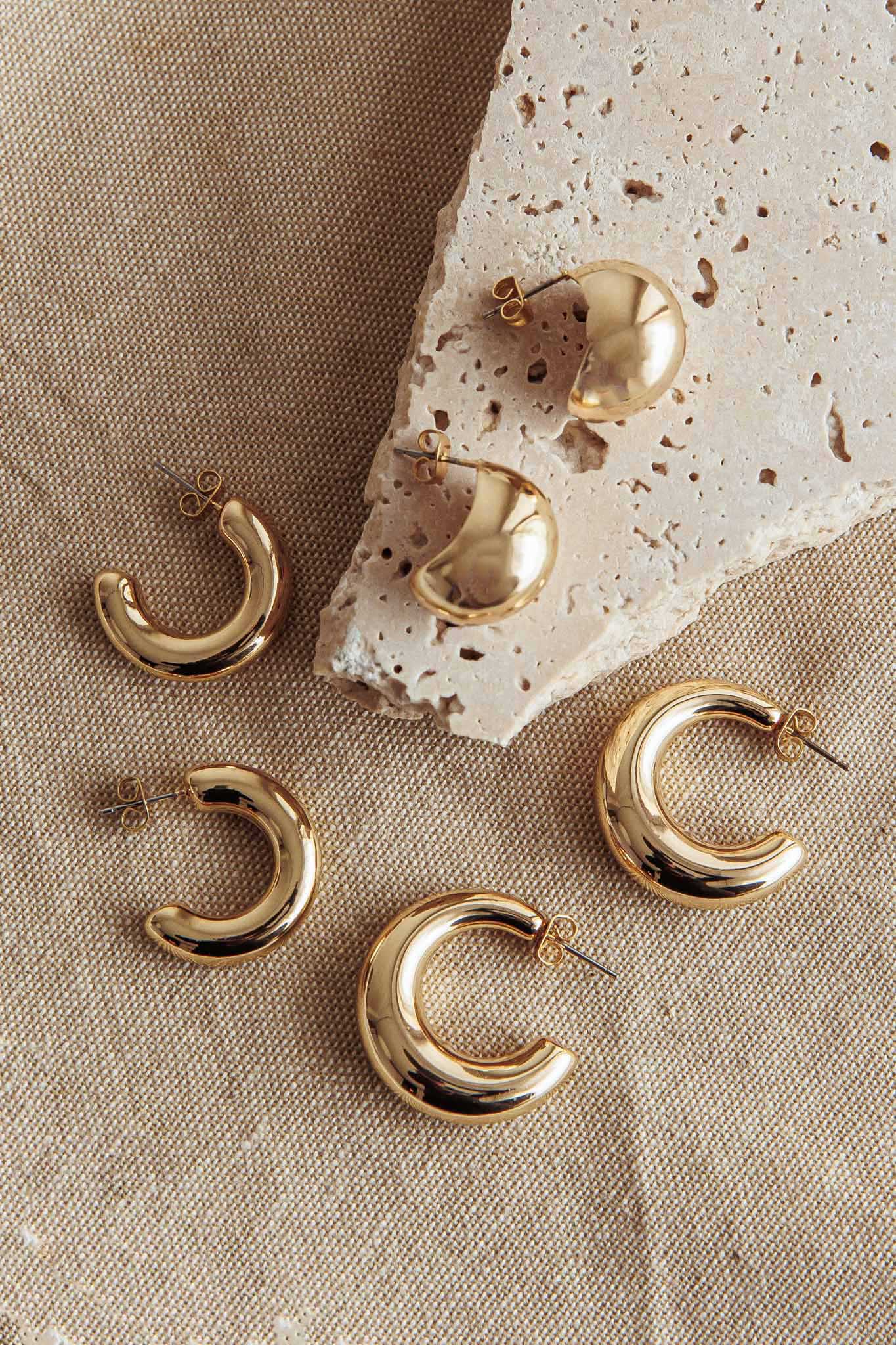 Chunky Casper Gouden Oorbellen Set - Bellanza