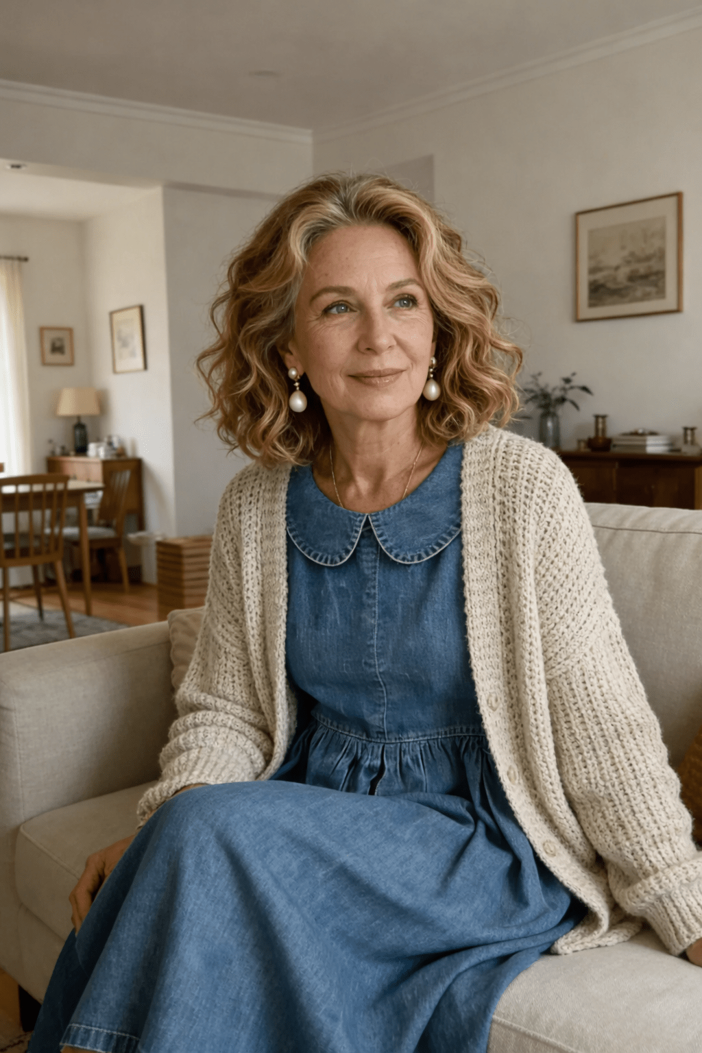 Clara | Jeansjurk met Peter Pan-kraag - Bellanza