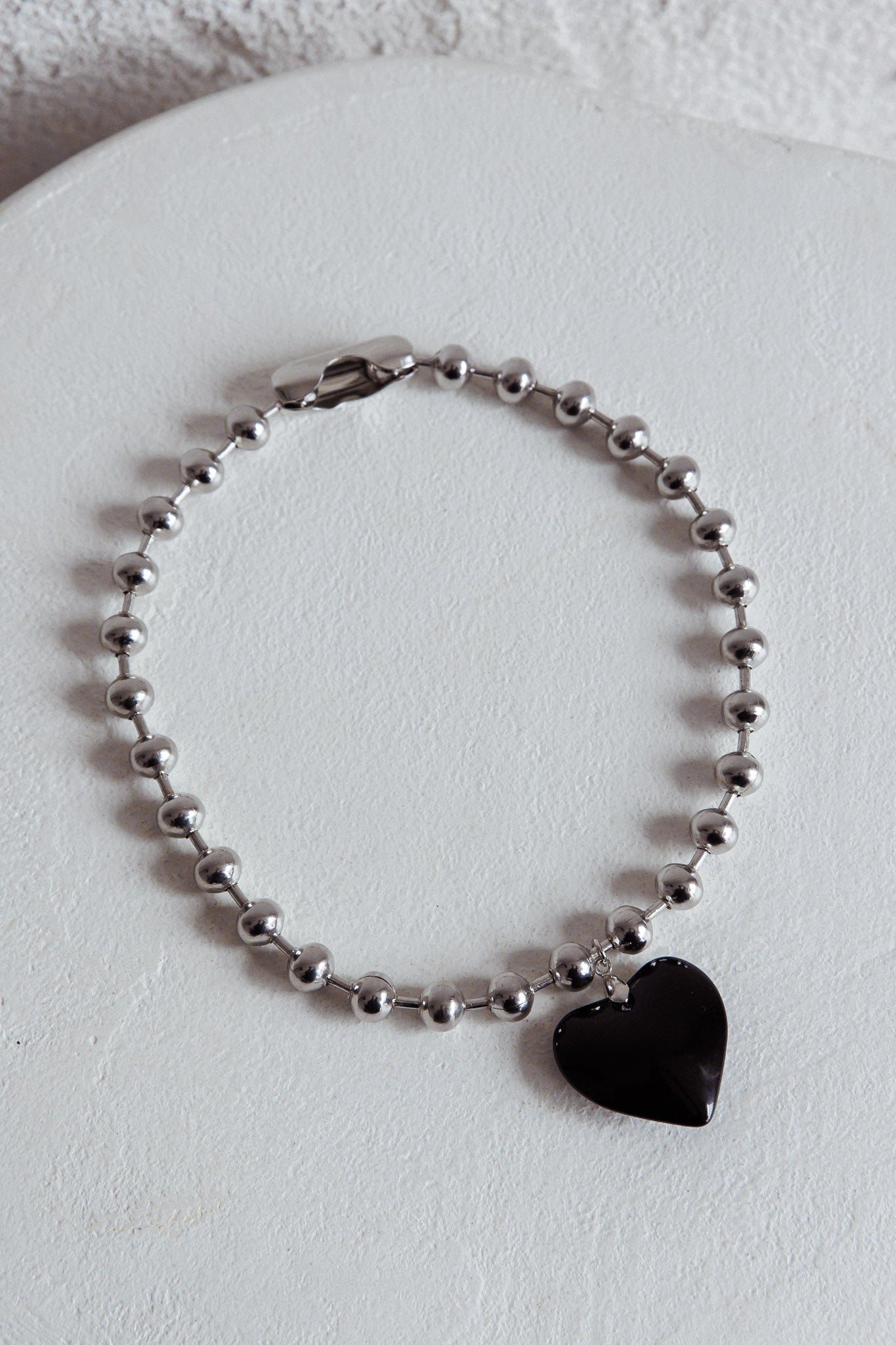 Collier Grand Cœur in Zilveren Parels Lee Zwart - Bellanza
