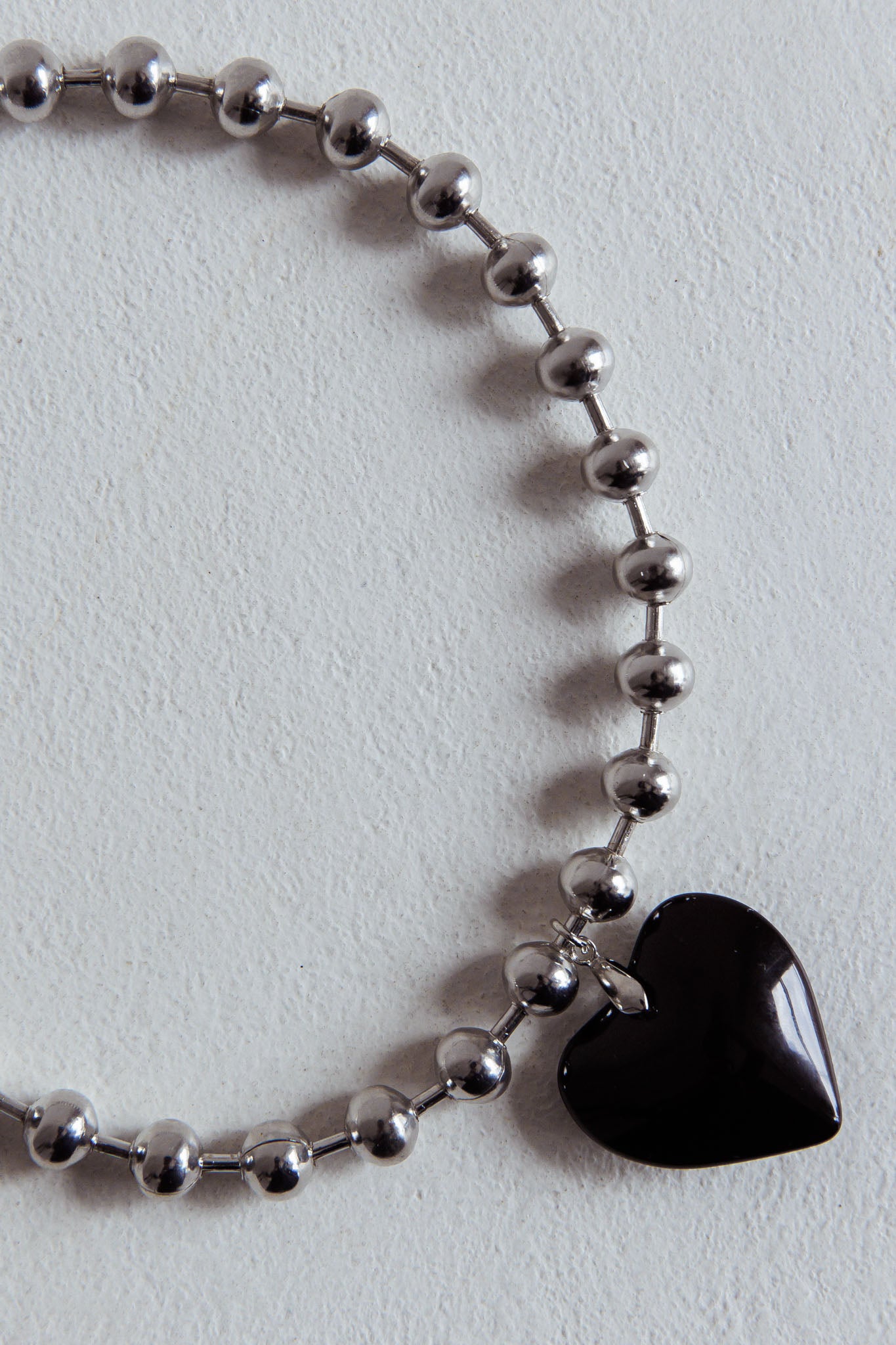 Collier Grand Cœur in Zilveren Parels Lee Zwart - Bellanza
