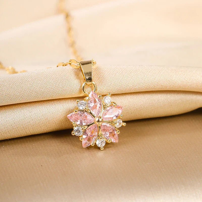 Collier Sakura Rose Romantique in Roestvrij Staal - Bellanza