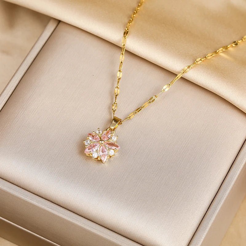 Collier Sakura Rose Romantique in Roestvrij Staal - Bellanza