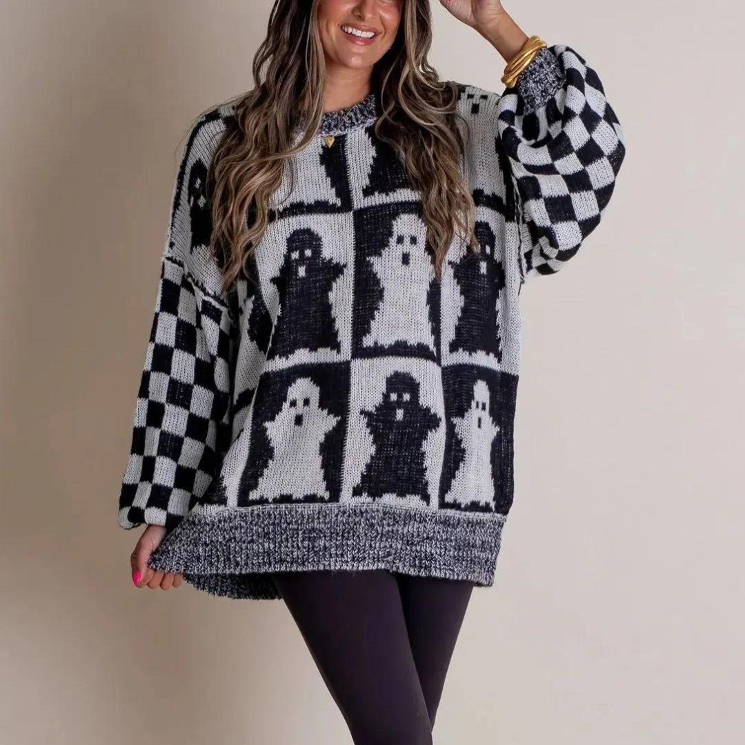 Comfy Sweater Met Halloween Print - bellanza