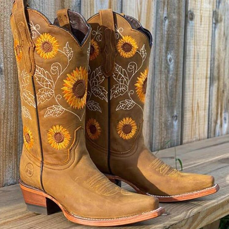 Cowboy Zonnebloem Geborduurde Martin Boots - Bellanza