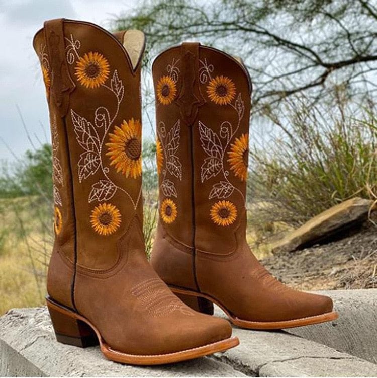 Cowboy Zonnebloem Geborduurde Martin Boots - Bellanza