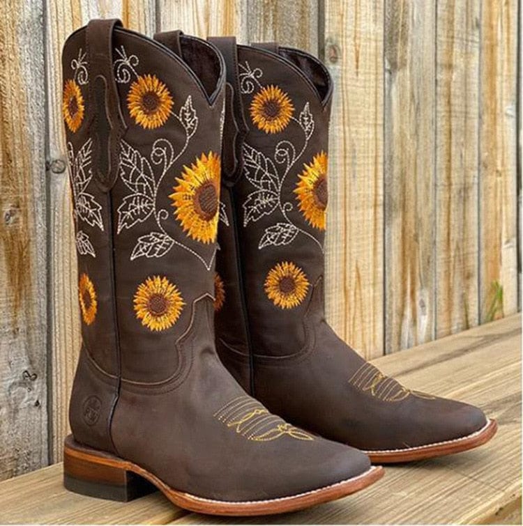 Cowboy Zonnebloem Geborduurde Martin Boots - Bellanza