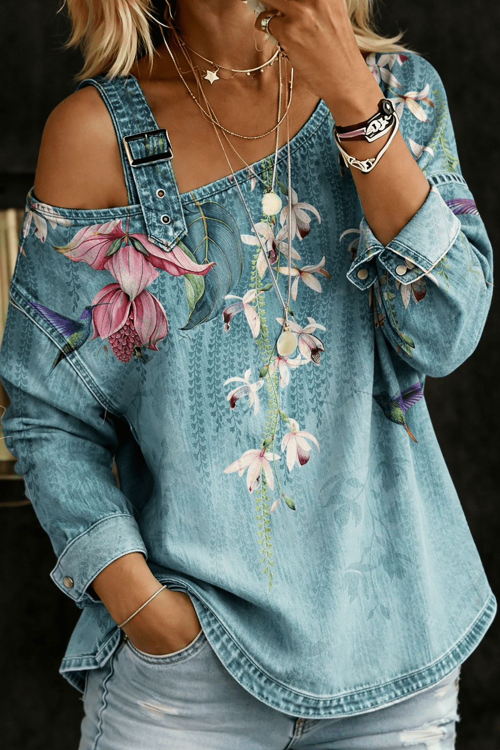 Danielle | Top en jeans met blote schouders - Bellanza