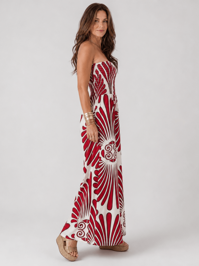 Dyman | Strapless Vloeiende Silhouet Maxi Jurk - Bellanza