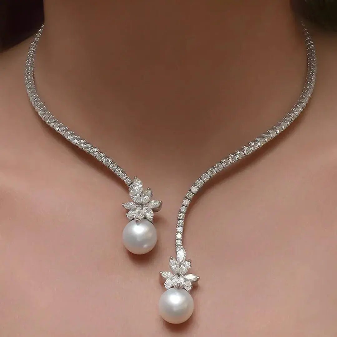 Elegante en stralende collier met sterling zilveren parels - Bellanza