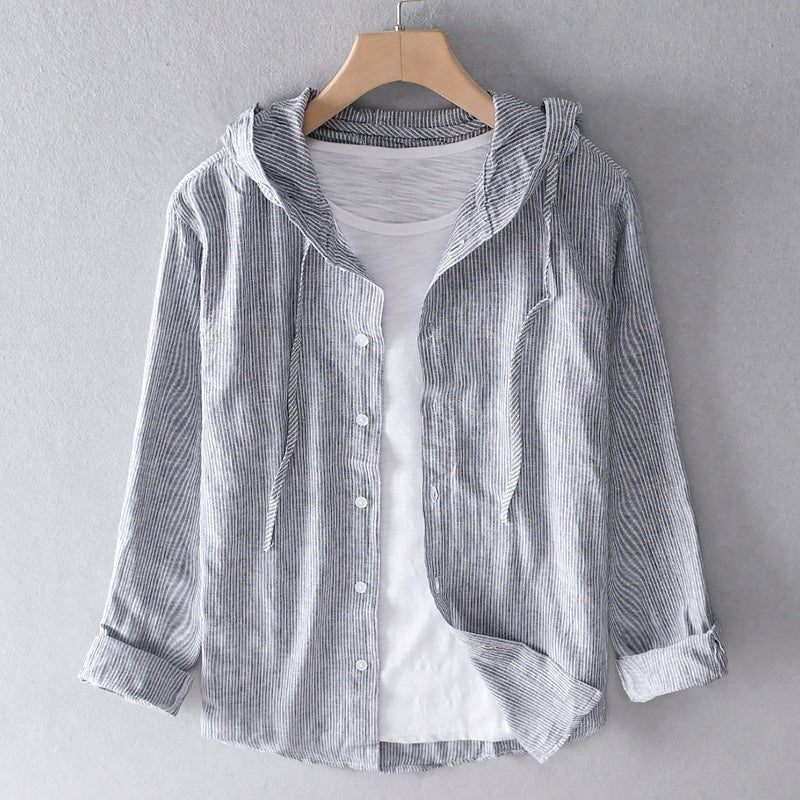 Elena | Linnen blouse met capuchon - bellanza