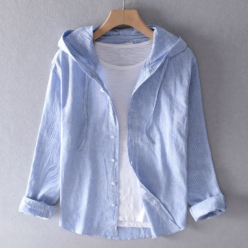 Elena | Linnen blouse met capuchon - bellanza