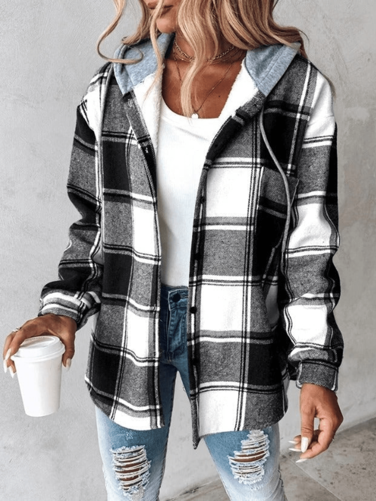 ELISA™ | CASUAL FLANELLHEMD MET CAPUCHON - bellanza