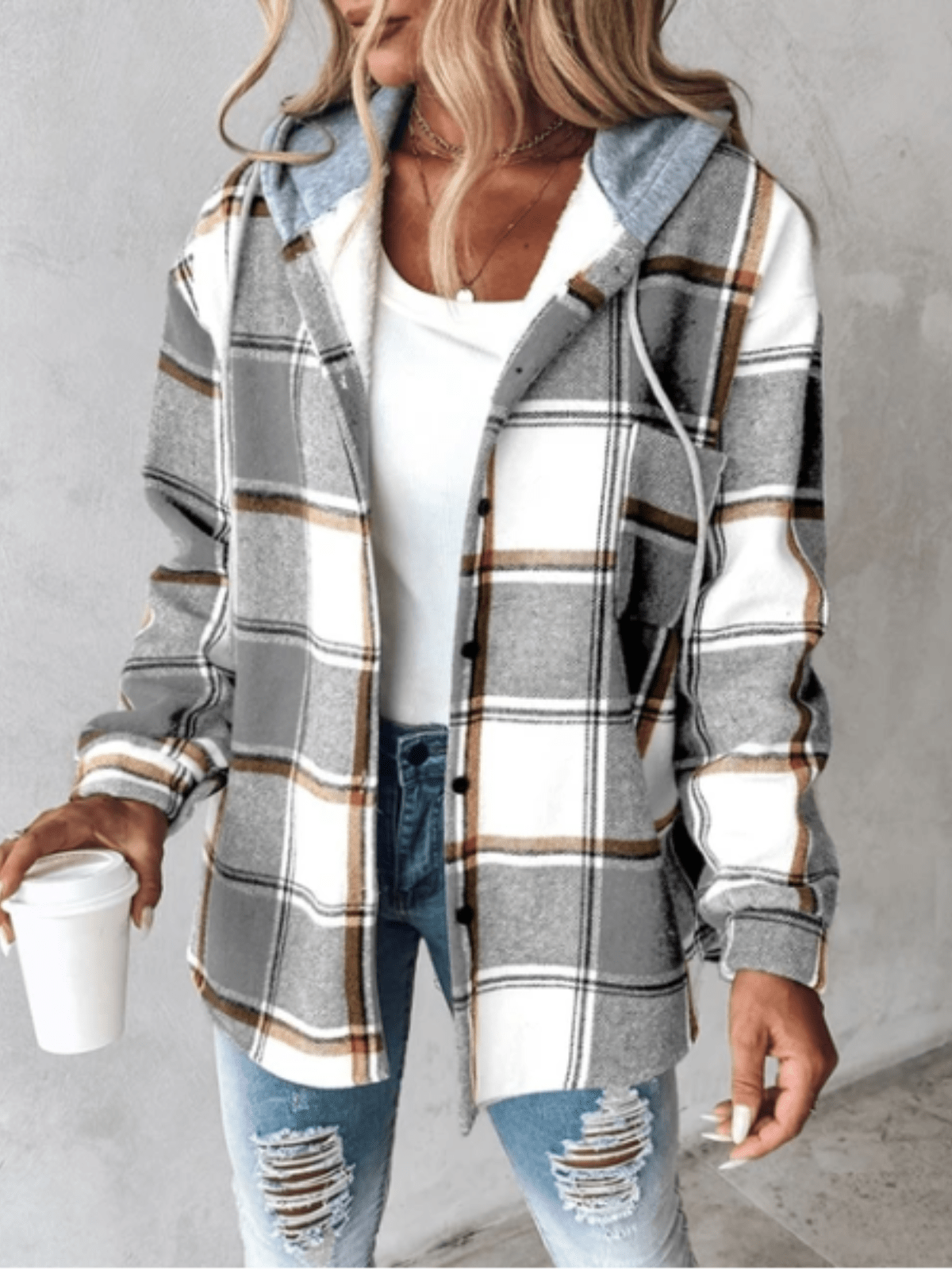 ELISA™ | CASUAL FLANELLHEMD MET CAPUCHON - bellanza