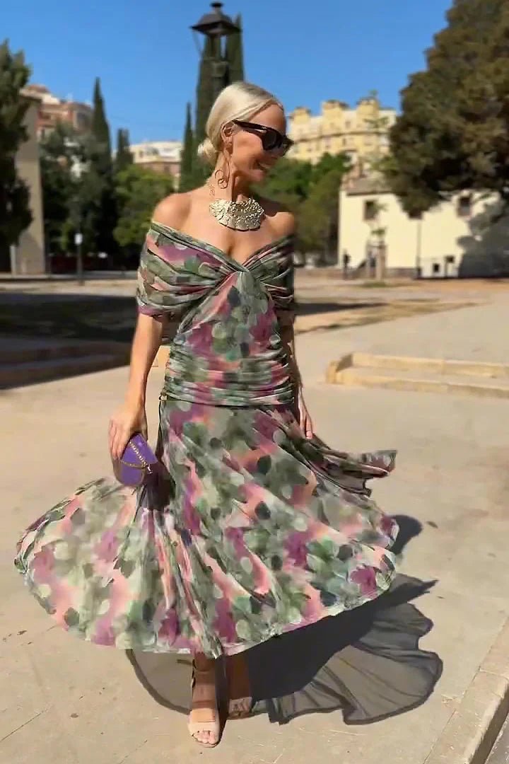 Elodie | Elegante maxi - jurk met V - hals - Bellanza