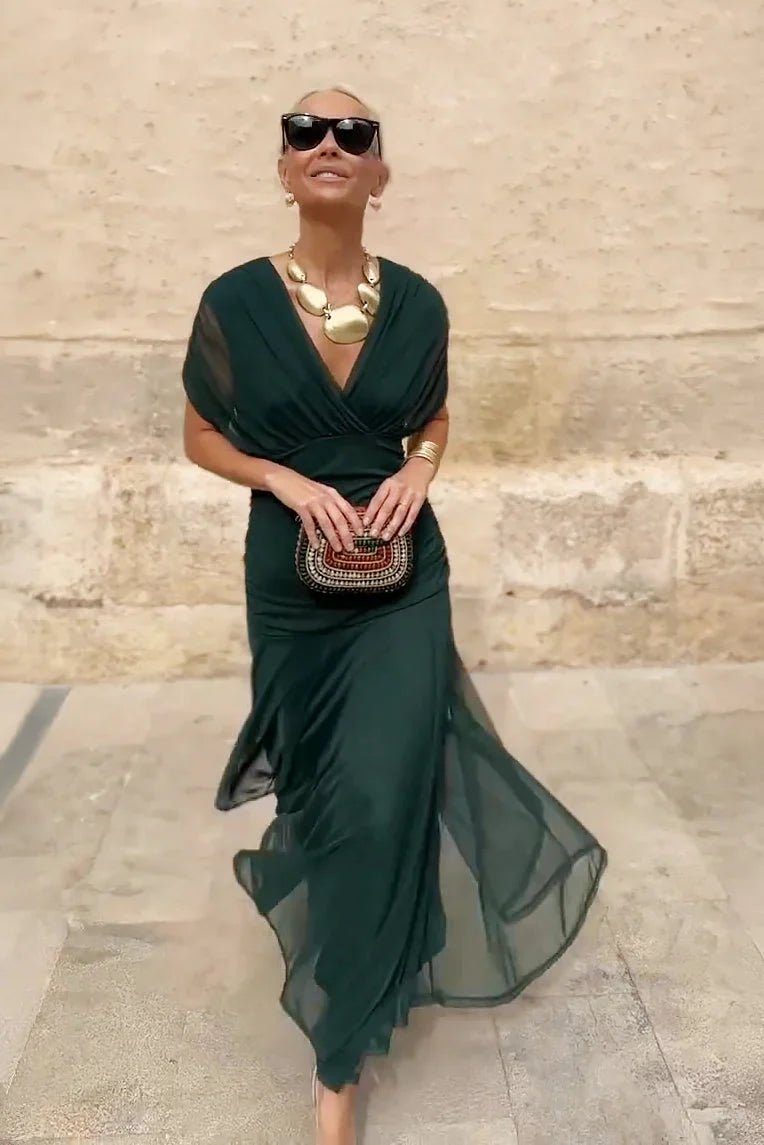 Elodie | Elegante maxi - jurk met V - hals - Bellanza