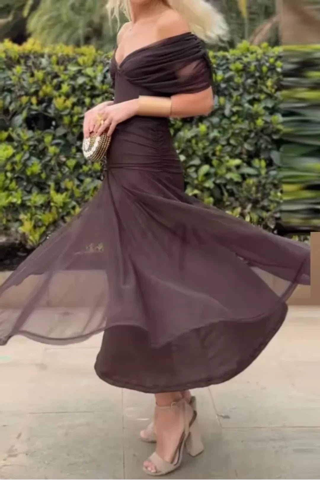 Elodie | Elegante maxi - jurk met V - hals - Bellanza