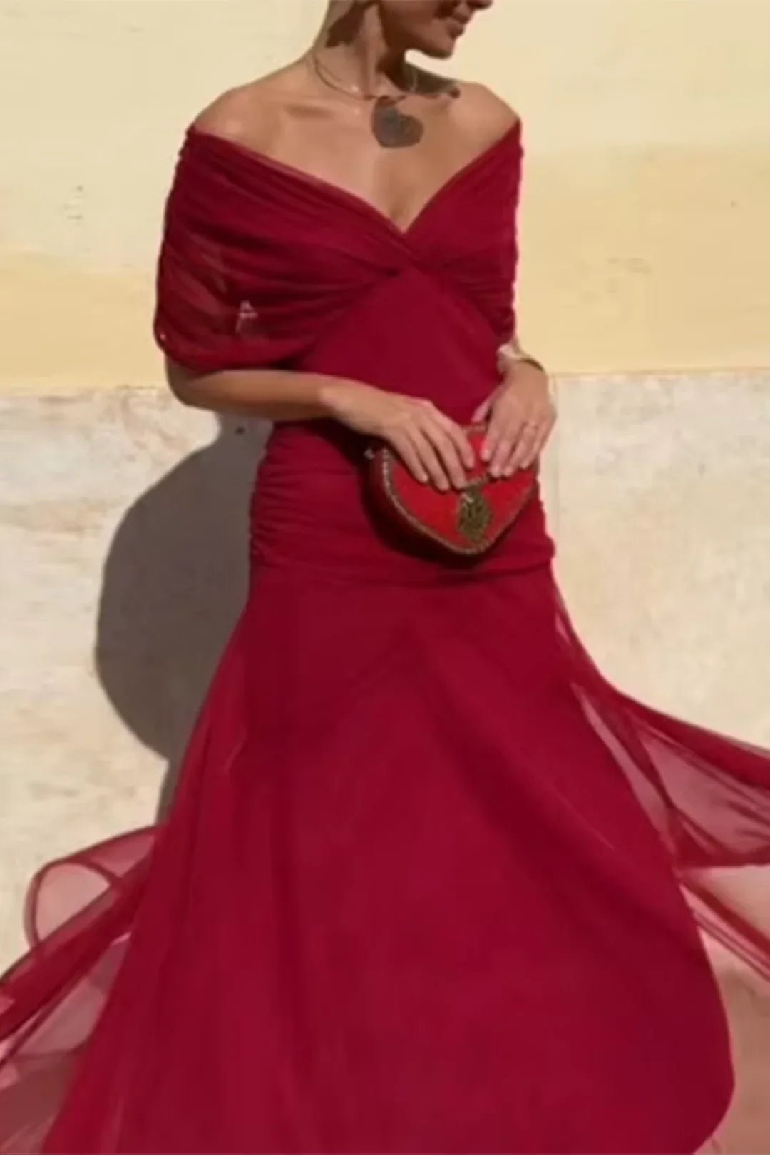 Elodie | Elegante maxi - jurk met V - hals - Bellanza