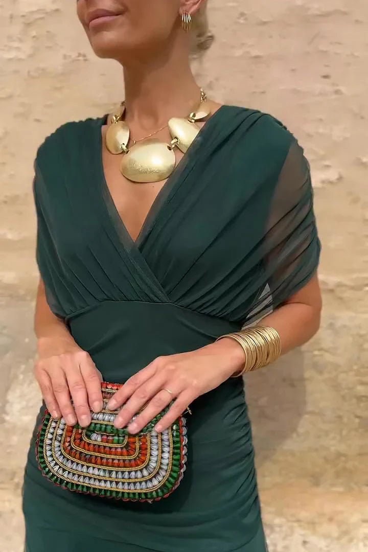 Elodie | Elegante maxi - jurk met V - hals - Bellanza