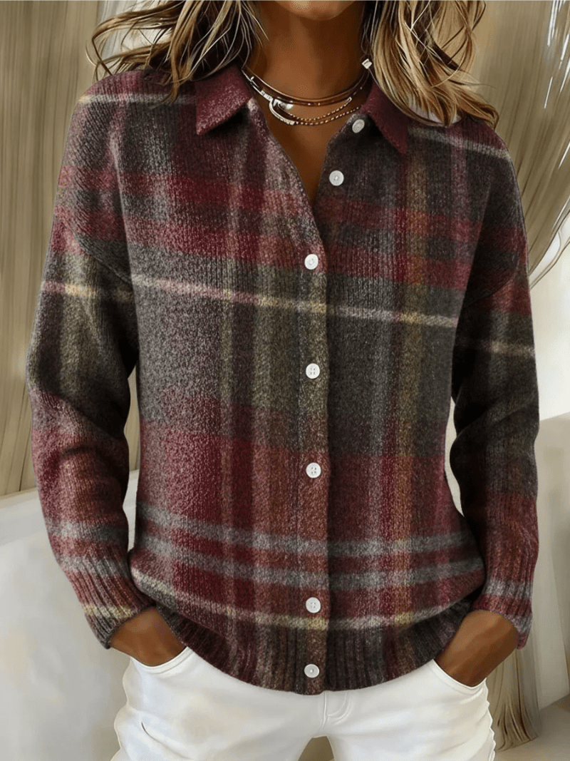 Emily – Geruite gebreide blouse - Bellanza