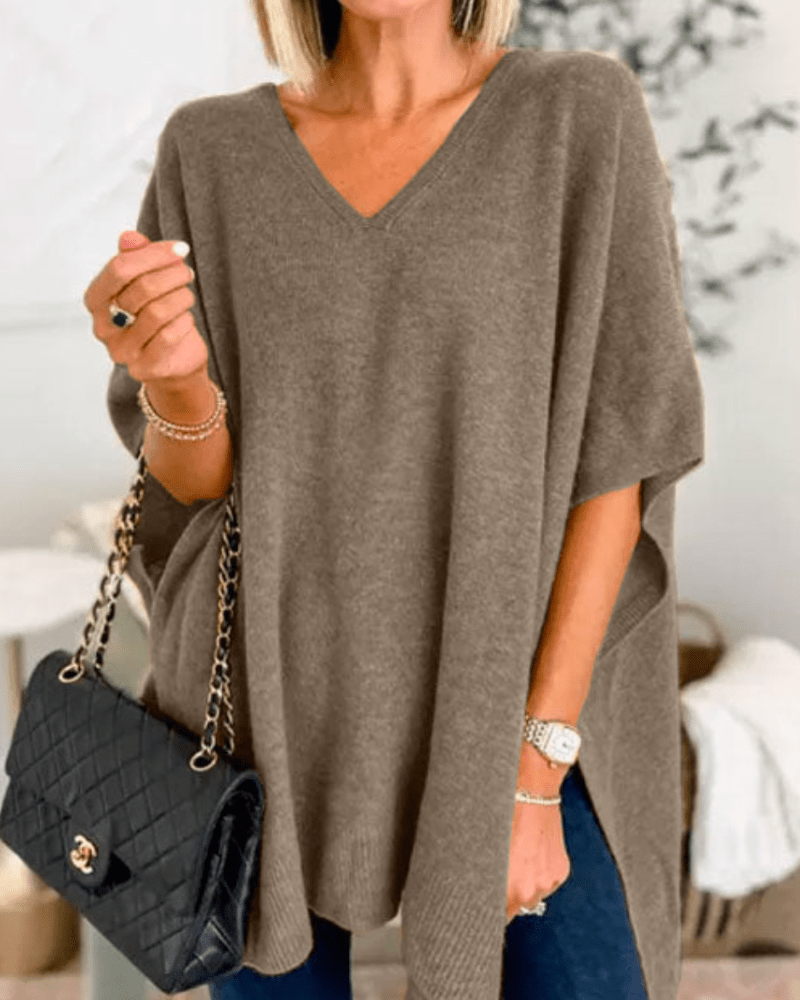 Erica | Poncho - trui met V - hals en ruime pasvorm - Bellanza