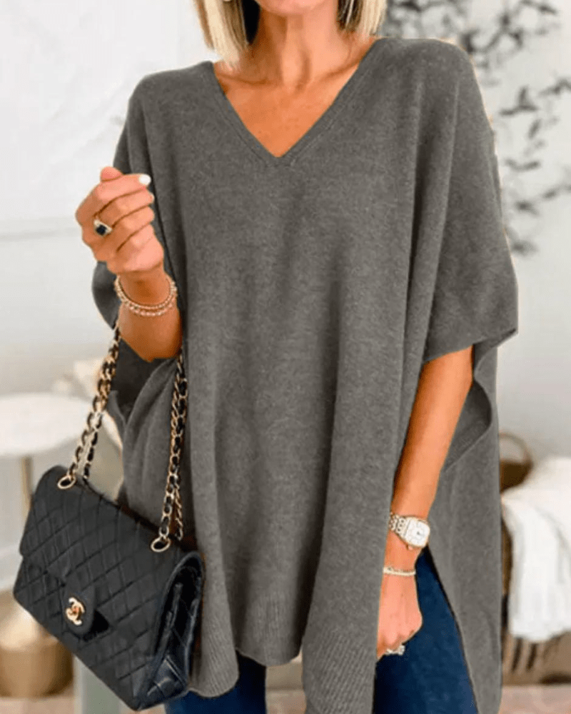 Erica | Poncho - trui met V - hals en ruime pasvorm - Bellanza