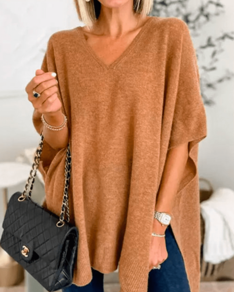 Erica | Poncho - trui met V - hals en ruime pasvorm - Bellanza